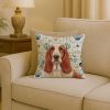 Red and White Basset Hound Coastal Sea Glass Throw Pillow Decorative Indoor Outdoor Accent Cushion for Couch, Bed or Patio, 18Hx18W