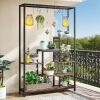 180cm Large Plant Stand for Bonsai And Flowers with 6 S-Hooks Garden Outdoor Metal Plant Stand