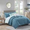 8 Piece Printed Seersucker Comforter and Quilt Set Collection Aqua King/Cal King