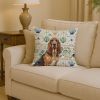 Liver and Tan Bloodhound Coastal Sea Glass Throw Pillow Decorative Indoor Outdoor Accent Cushion for Couch, Bed or Patio, 14Hx14W
