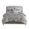 6 Piece Cotton Comforter Set Grey Queen