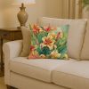 Utah Sego Lilies in Watercolor Throw Pillow Machine Washable, Indoor Outdoor Decorative Pillow for Couch, Bed or Patio, 14Hx14W