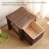 1pc Classic Shoe Changing Stool with Storage Drawer - Armless, Non-Padded, Best Gift for Christmas
