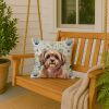 Liver Shih Tzu Coastal Sea Glass Throw Pillow Decorative Indoor Outdoor Accent Cushion for Couch, Bed or Patio, 18Hx18W