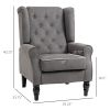 Button-Tufted Accent Chair Dark Gray with Round Armrests & Wood Legs for Living Room