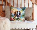 Saint Bernard Luau Throw Pillow Machine Washable, Indoor Outdoor Decorative Pillow for Couch, Bed or Patio, 14Hx14W