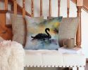 Black Swan Throw Pillow Machine Washable, Indoor Outdoor Decorative Pillow for Couch, Bed or Patio, 14Hx14W