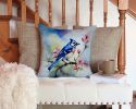 Blue Jay Throw Pillow Machine Washable, Indoor Outdoor Decorative Pillow for Couch, Bed or Patio, 14Hx14W