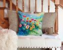 Anemones in Watercolor Throw Pillow Machine Washable, Indoor Outdoor Decorative Pillow for Couch, Bed or Patio, 14Hx14W