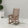 2 Pieces Outdoor Rocking Chairs, HDPE Patio Rockers with 28" High Back, Wide Armrests for Porch Backyard, Brown