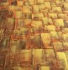 Textured Abstract Squares Canvas Wall Art Hand Painted Modern Golden Yellow Oil Painting Picture for Home Decoration Ready to Hang 40x20inch