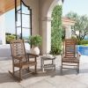 2 Pieces Outdoor Rocking Chairs, HDPE Patio Rockers with 28" High Back, Wide Armrests for Porch Backyard, Brown