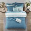 8 Piece Printed Seersucker Comforter and Quilt Set Collection Aqua King/Cal King