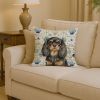Black and Tan English Toy Spaniel Coastal Sea Glass Throw Pillow Decorative Indoor Outdoor Accent Cushion for Couch, Bed or Patio, 14Hx14W