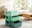3-layer storage unit toy storage rack with 3 drawers, suitable for bedroom, living room green