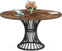 Bauernhaus round Dining Table 119 Cm Seating for 4-6 People Industrial Kitchen Table with Metal Frame