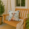 Red Italian Greyhound Coastal Sea Glass Throw Pillow Decorative Indoor Outdoor Accent Cushion for Couch, Bed or Patio, 18Hx18W
