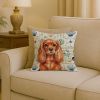 Ruby English Toy Spaniel Coastal Sea Glass Throw Pillow Decorative Indoor Outdoor Accent Cushion for Couch, Bed or Patio, 18Hx18W
