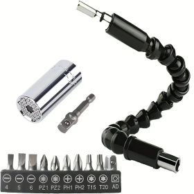 Universal Socket Wrench Self-adjusting Socket Suitable For Standard Ratchet Wrench Electric Drill Adapter 1pc 11.6-inch Flexible Drill Bit Extens (Option: Universalsetupgrade)
