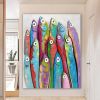 Oil Painting Hand Painted Vertical Abstract Animals Contemporary Modern Rolled Canvas  Living Room hallway bedroom luxurious decorative painting