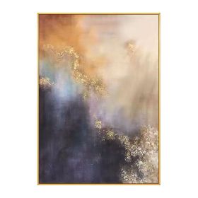 High Quality Golden Blue Black Abstract 100% Handmade Painting Modern Art Picture For Living Room Modern Cuadros Canvas Art (size: 90X120cm)