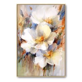 100% Hand Painted Abstract White Flower Oil Painting On Canvas Wall Art Frameless Picture Decoration For Live Room Home Decor (size: 90X120cm)