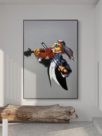 100% Handmade Colored Mr. Rabbit Playing Violin Animal Square Picture Oil on Canvas Home Decor (size: 90X120cm)