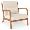 Accent Chair Corduroy Upholstered Lounge Chair with Lumbar Pillow