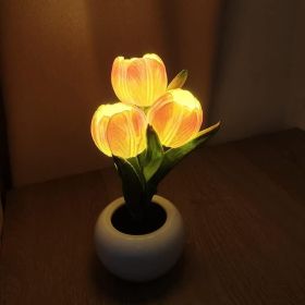 Tulip Lamp - LED Replica Tulip Table Lamp with Flower Vase for Desktop Decoration. Suitable for home, living room, desktop decoration, holiday gifts (Color: Orange)