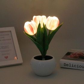 Tulip Lamp - LED Replica Tulip Table Lamp with Flower Vase for Desktop Decoration. Suitable for home, living room, desktop decoration, holiday gifts (Color: Pink)