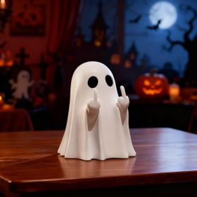 Halloween Ghost Figurine - Spooky Resin Ghost Statue, Funny Cute Ghost Ornaments for Halloween Decorations, Porch and Indoor Home Office Desk Decor (Color: Middle Finger Ghost)