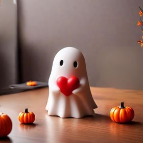 Halloween Ghost Figurine - Spooky Resin Ghost Statue, Funny Cute Ghost Ornaments for Halloween Decorations, Porch and Indoor Home Office Desk Decor (Color: Love Heart Ghost)