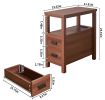 End Table with Charging Station,Side Tables with USB Ports & Outlets,Side Table with 2 Drawers, Small Wood Bedside Table, Small Rustic Side Table