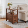 End Table with Charging Station,Side Tables with USB Ports & Outlets,Side Table with 2 Drawers, Small Wood Bedside Table, Small Rustic Side Table