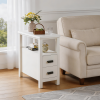 End Table with Charging Station,Side Tables with USB Ports & Outlets,Side Table with 2 Drawers, Small Wood Bedside Table, Small Rustic Side Table
