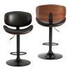 A set of 2 rotating bar stools with adjustable height, PU leather decorative chairs, backrests and footstools, and anti-slip rubber bases