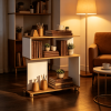 Modern 3-Tier S-Shaped Bookshelf with Adjustable Feet for Living Room Bedroom Hallway Organizer Bookcase