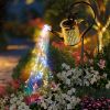 Outdoor Solar Watering Can with Lights Garden Decor Large Solar Powered Lanterns Hanging Waterproof LED Decorative Retro Metal Kettle String Lights fo