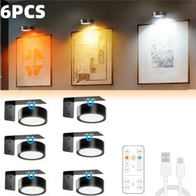 9-Pack Black Picture Lights for Wall,Battery Operated with Remote and Timer,,3 Color Temperatures & Dimmable (Quantity: 6PCS)