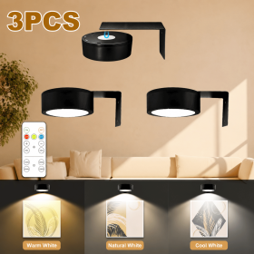 9-Pack Black Picture Lights for Wall,Battery Operated with Remote and Timer,,3 Color Temperatures & Dimmable (Quantity: 3PCS)