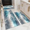 Three-piece kitchen rug set, non-slip and washable, abstract pattern kitchen hallway rug, soft and comfortable, suitable for sinks, floors, entrances