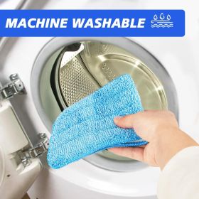 17.5" Professional Microfiber Floor Cleaning Mop, Flat Mop with Stainless Steel Handle, 2 Reusable Washable Pads, Wet and Dust Mopping for Hardwood (Color: Blue)