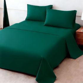 4pcs ultra-soft 85g sheet and pillowcase set, soft solid color, machine washable, suitable for all seasons, Christmas comfortable bedding set (Color: peacock blue, size: king(75.98''*79.92''))