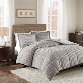 King/Cal King Faux Fur Comforter Mini Set (Color: as Pic)
