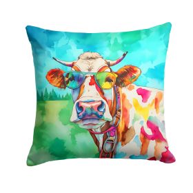 NEW Hippie Animal Cow Throw Pillow Machine Washable, Indoor Outdoor Decorative Pillow for Couch, Bed or Patio, 14Hx14W (Default: Default)