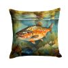 Brown Trout Throw Pillow Machine Washable, Indoor Outdoor Decorative Pillow for Couch, Bed or Patio, 14Hx14W