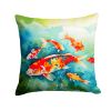 Koi Fish Throw Pillow Machine Washable, Indoor Outdoor Decorative Pillow for Couch, Bed or Patio, 14Hx14W