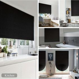 Portable blind full-shading curtain self-adhesive pleated blind non-perforated adhesive roller blinds. (Color: White, size: 180cm)
