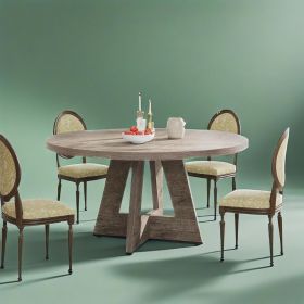 120 Cm round Dining Table for 4 People Country House Style with Wooden Tabletop And Legs Traditional Farmhouse Dining Table (Color: Grey)