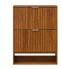 Fluted Hidden Shoe Cabinet with 2 Flip Drawers Open Storage for Home Organization Furniture